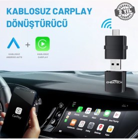 Resim Embatech 2in1 Kablosuz Android Auto Ve Carplay Adaptörü Emt-006 