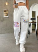 Resim Altamira Kadın Beyaz Love Baskılı Paça Lastikli Oversize Eşofman 