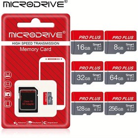 Resim MicroDrive Marka Gri Kırmızı Yüksek Hızlı Micro TF SD Kart 8GB 16GB 32GB 64GB 128GB 256GB Bellek Kartı U3 Sınıf 10 Mini SD Kart SD Adaptör 