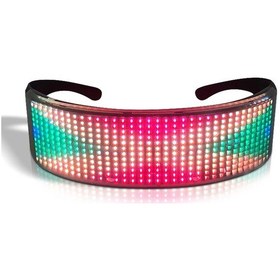 Resim Hallow Led Parti Gözlükleri Bt App Kontrolü Led Işıklı Gözlükler Siyah 