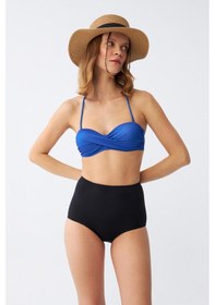 Resim Akbeniz Kadın Straplez Mavi Yüksek Bel Bikini Takımı 