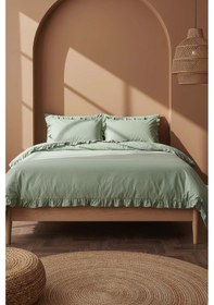 Resim Milagros Pampas Çift Kişilik %100 Pamuklu Nevresim Seti - 4 Parça Çeyiz Seti Yeşil 