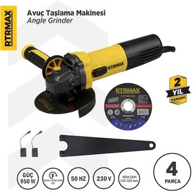 Resim Rtrmax RTM1095 Avuç Taşlama Makinası 125 mm 950 W Devir Ayarlı 