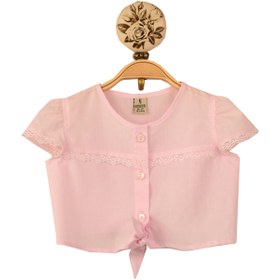 Resim Belden Bağlamalı Dantelli Crop Top Kız Bebek Gömlek 