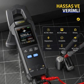 Resim Fnirsi DMC-100 Akım Gerilim Pens Metre | 10000 Sayımlı Dijital True RMS Multimetre 