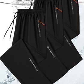 Resim 3'lü Paket Erkekler İçin Her Mevsim Spor Pantolonu - Fermuarlı Cepli, Ayarlanabilir Bel İpi, Hafif Atletik Koşu, Antrenman ve Yürüyüş için - Zeytin Yeşili/Siyah/Gri - Spor Salonu, Dış Mekan, Günlük Atletik Pantolonlar, Dayanıklı Spor Kıyafeti, Nefes Alabilen Malzeme, Fitness Pantolonları, Aktif Erkekler 