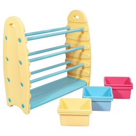 Resim 9’lu Saklama ve Oyuncak Rafı – Krem 