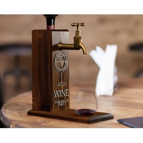Resim Bk Gift Kişiye Özel Kabartma Isimli Musluklu Ceviz Ahşap Şarap Standı, Şarap Çeşmesi, Doğum Günü Hediyesi, Ev Hediyesi, Içecek Dispenseri-6 