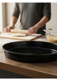 Resim Mybru Emaye Yuvarlak Fırın Tepsisi 34 X 5 Cm Siyah 