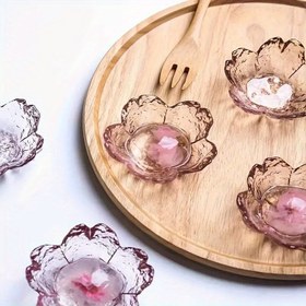 Resim 4 Adet Sakura Kiraz Çiçeği Cam Tabaklar - Pembe Çiçek Desenli Mini Kâseler Soya Sosu, Baharatlar, Soslar İçin | Şık Mutfak & Yemek Dekoru, Dekoratif Servis Tabakları, Sos Kapları | Çiçekli Desen Tasarımı | Zarif Tasarım 