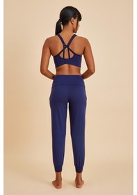Resim Sportive Lacivert Light Touch Bilekten Lastikli Yüksek Bel Jogger Kadın Eşofman Alt Lacivert 