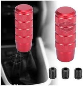 Resim Üniversal 9.5 cm JDM Metal Spor Görünümlü Vites Topuzu Aparatlı Alüminyum Alaşım Otomatik-Manuel Yarış Vites Kolu Kırmızı 