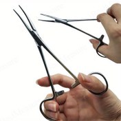 Resim 1 Adet Premium Paslanmaz Çelik Hemostatik Pense - Kilitli Kelepçeler, Kavisli/Düz Uç, Hemostaz, Balıkçılık, İlk Yardım için Kaymaz Tutuşlu Cerrahi Alet - Dayanıklı, Korozyona Dirençli, Temizlemesi Kolay 