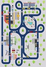 Resim Cotton Şönil Kaymaz Tabanlı Yıkanabilir Antibakteriyel Dijital Baskı Çocuk Halısı, CK-10135A-CTN-80X150 