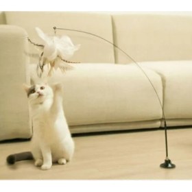 Resim Vantuzlu Tüylü Zilli Kedi Oyun Oltası 