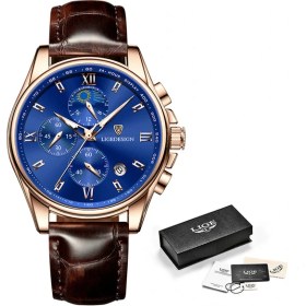 Resim Hanyang Altın Mavi Lıge Izle Erkekler Için Lüks Saatler Erkek Askeri Spor Chronograph Aydınlık Su Geçirmez Kuvars Kol Saati Relogio Masculino + Kutu (Yurt Dışından) 