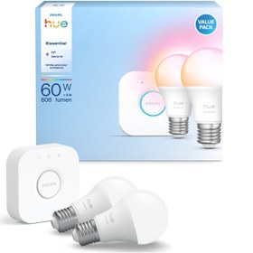 Resim Philips Hue Essential 2'li E27 Ampul Başlangıç Seti 806 Lumen Beyaz - RGB 