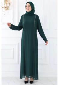 Resim Amine Hüma Lavin Tesettür Abiye Zümrüt Zümrüt 