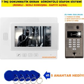 Resim 7 Inç Ekan Dokunmatik Ekran Görüntülü Diafon Sistemi (Renkli-Sesli Konuşma-Kapıyı Açma) 