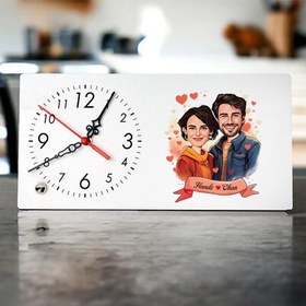 Resim Çiftlere Özel Efsane Aşkımız Karikatürlü Masa Saati 