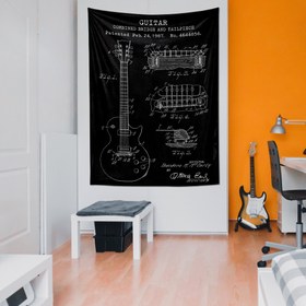 Resim Gibson Les Paul Gitar Chalkboard Duvar Örtüsü - 60 cm x 90 cm 