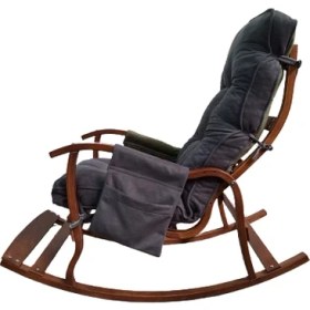 Resim Mobil Deco Ceviz Sultan Lüx Ahşap Çift Minderli Çift Cepli Sallanan Sandalye Yeşil/füme 