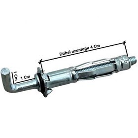 Resim Koldoor HTM-L 4x46 Paraşut Tipi Çelik Alçıpan Dübeli Alçıpan Duvara Tablo Saat Askı Dübeli 5 Adet 