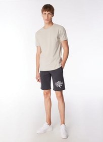 Resim Bisiklet Yaka Gri Erkek T-Shirt GU24MSS03021 