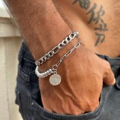 Resim 2 adet Punk Hayat Ağacı Bakır Kolye Paslanmaz Çelik Zincir Erkek Bileklik Seti Parti Rahat Tatil Seyahat Aksesuarları 