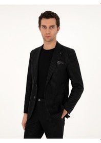 Resim Cacharel Siyah Slim Fit Kaşmir Karışımlı Takım Elbise 