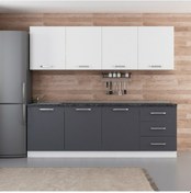 Resim Minar 240 Cm Mutfak Dolabı Beyaz Antrasit 240-A3 Beyaz 