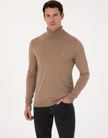 Resim Cacharel Camel Slim Fit Pamuk Karışımlı Balıkçı Yaka Triko Kazak Kahverengi 