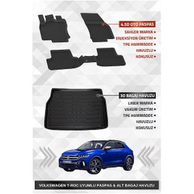 Resim Sahler Volkswagen T-roc 2019+ Uyumlu 4.5d Sahler Premium Paspas + Liner Marka 3d Alt Bagaj Havuzu - Volkswagen T-roc 