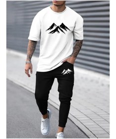 Resim classy moda Unisex Oversize Eşofman Takımı Kısa Kollu T-shirt Rahat Kalıp Günlük Spor Yazlık 