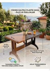Resim Evko Mobilya Plastik 70x120 Masa, Plastik Masa, Bahçe Balkon Teras Masası, Kare Masa, Dış Mekan Masası Kahverengi 