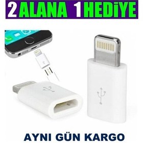 Resim Otg Micro Usb To Iphone Lightining Çevirici Dönüştürücü Adaptör 