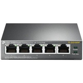 Resim Tp-Link 5 Port 4 Port Poe+ 10-100-1000 Mbps Switch Çelik Kasa Masaüstü 5-Port Gigabit Switch 