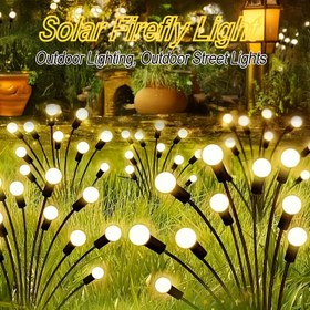 Resim 12/8 LED Güneş Enerjili Dış Mekan Aydınlatması, 8 Modlu Ateşböceği Salıncak Işık, IP65 Dış Mekan Sokak Lambası, Çim, Bahçe, Teras Dekorasyonu için Sıcak Beyaz/Çok Renkli, Bahçe Aydınlatması, Çim Dekorasyonu, Dekoratif Aydınlatma, Ateşböceği 