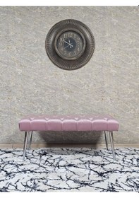 Resim Zafir Krom Kaplama Sivriltme Ayaklı 90 Cm Puf Bench - Puf - Bench - Kasalı Oturak - Oturak - Yatak Ucu Puf Pembe 