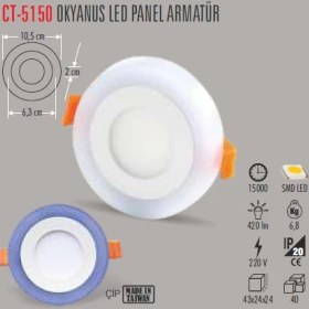 Resim Cata Ct-5150 6W Beyaz+Mavi LED Armatür 