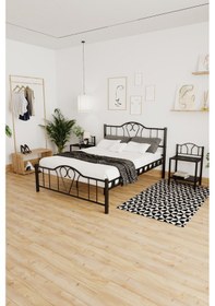 Resim Argimo Orkide Çift Kişilik Ferforje Metal Karyola Siyah 140 x 200 