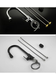 Resim İsaoğlu Yapı Spiralli Mutfak Bataryası Krom Evye Musluğu Uzayan Sistem Batarya Su Tazzik Ve Basınç Ayarlı Gümüş 