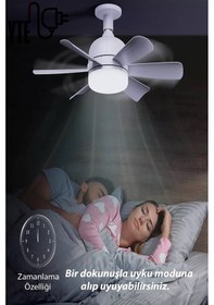 Resim Sessiz 6 Kanatlı Dim Işıklı Uzaktan Kumandalı Işıklı Tavan Vantilatörü 