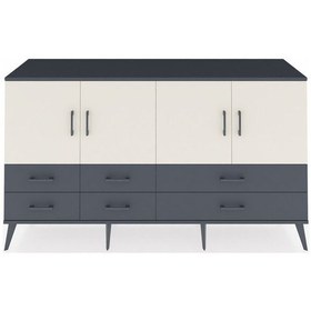 Resim Hyperion Konsol 6 Raflı 6 Çekmeceli 4 Kapaklı 176x44x99 Antrasit- Antrasit-aytaşı/antrasit 