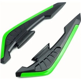 Resim Cloudstore Yeşil 2 Adet Motorcycle Spoiler Kanat Seti - Bobber Touring & Dirt Bike İçin Dayanıklı Siyah Turuncu Kanatçık 