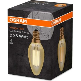 Resim Osram - Vintage 1906 LED Classic 4.5W-36W Sarı Işık E14 Duy Mum Rustik Filamentli Ampul 4 Adet 
