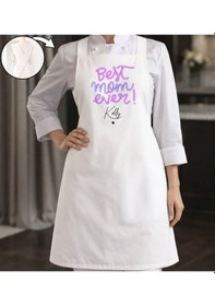 Resim Bk Gift Kişiye Özel Anneler Günü Tasarımlı Çapraz Askılı Beyaz Mutfak Önlüğü - 6, Aşçı Önlüğü, Şef Önlüğü, Anneye Hediye Kobitmeyencom35929 Bk Gift Renkli 