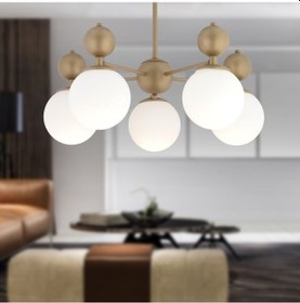 Resim Kuvars 5li Eskitme Beyaz Camlı Modern Koridor Yatak Odası Salon Avize 