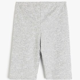 Resim Koton Beli Lastikli Pamuk Karışımlı Basic Kısa Tayt Gri Desenli 5skg40012ak Gri Desenli Gri 