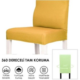 Resim Balpeteği Desen Likra Kumaşlı Tüylenmez Yikanabilir Sandalye Örtüsü Sandalye Kılıfı Yeni Model Tekli Hardal 